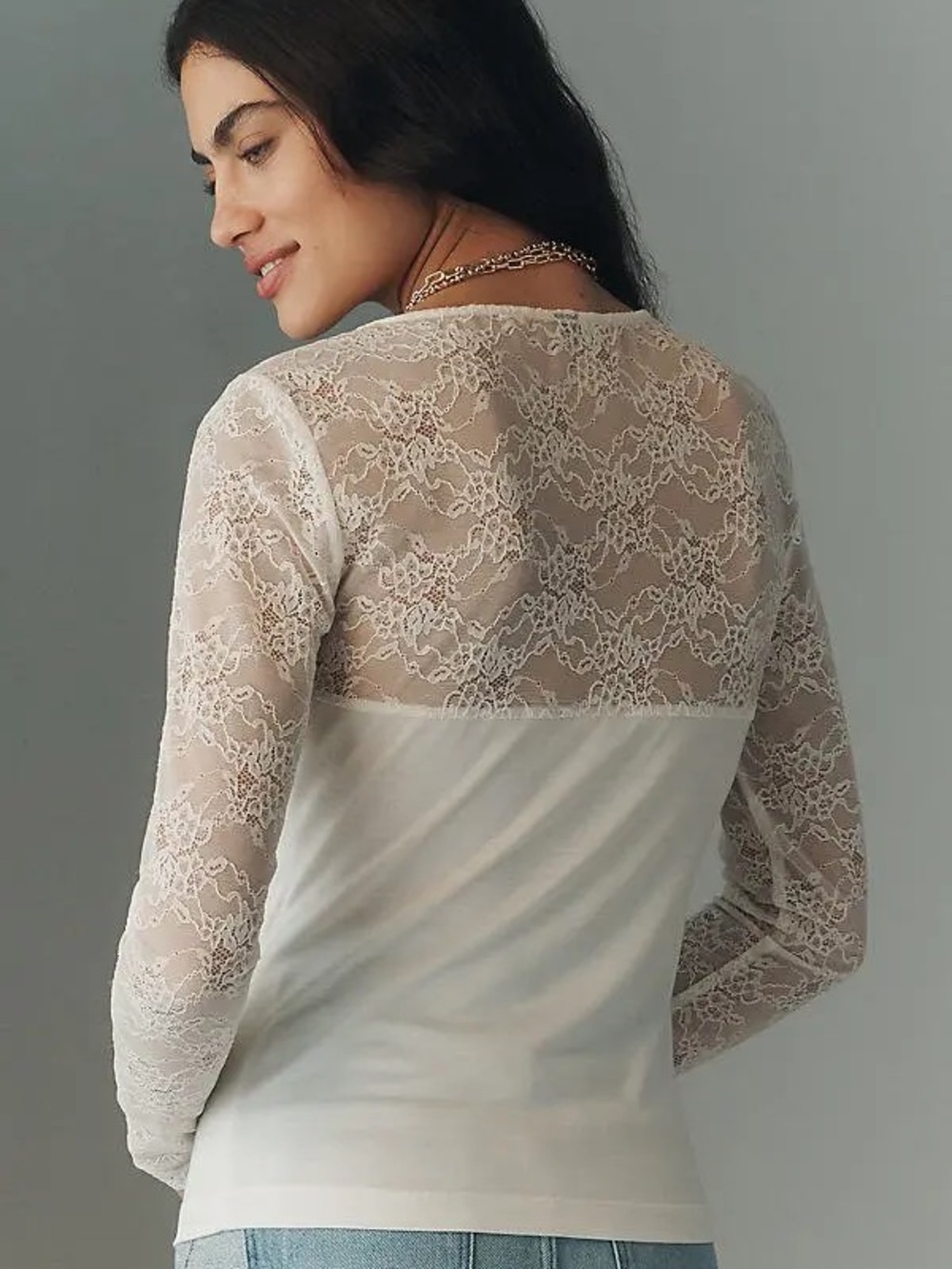 Anthropologie Long-Sleeve
Lace Mix Top - Picture 5 of 9